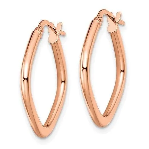 10k Rose Gold Polished Finish Square Hoop Earrings