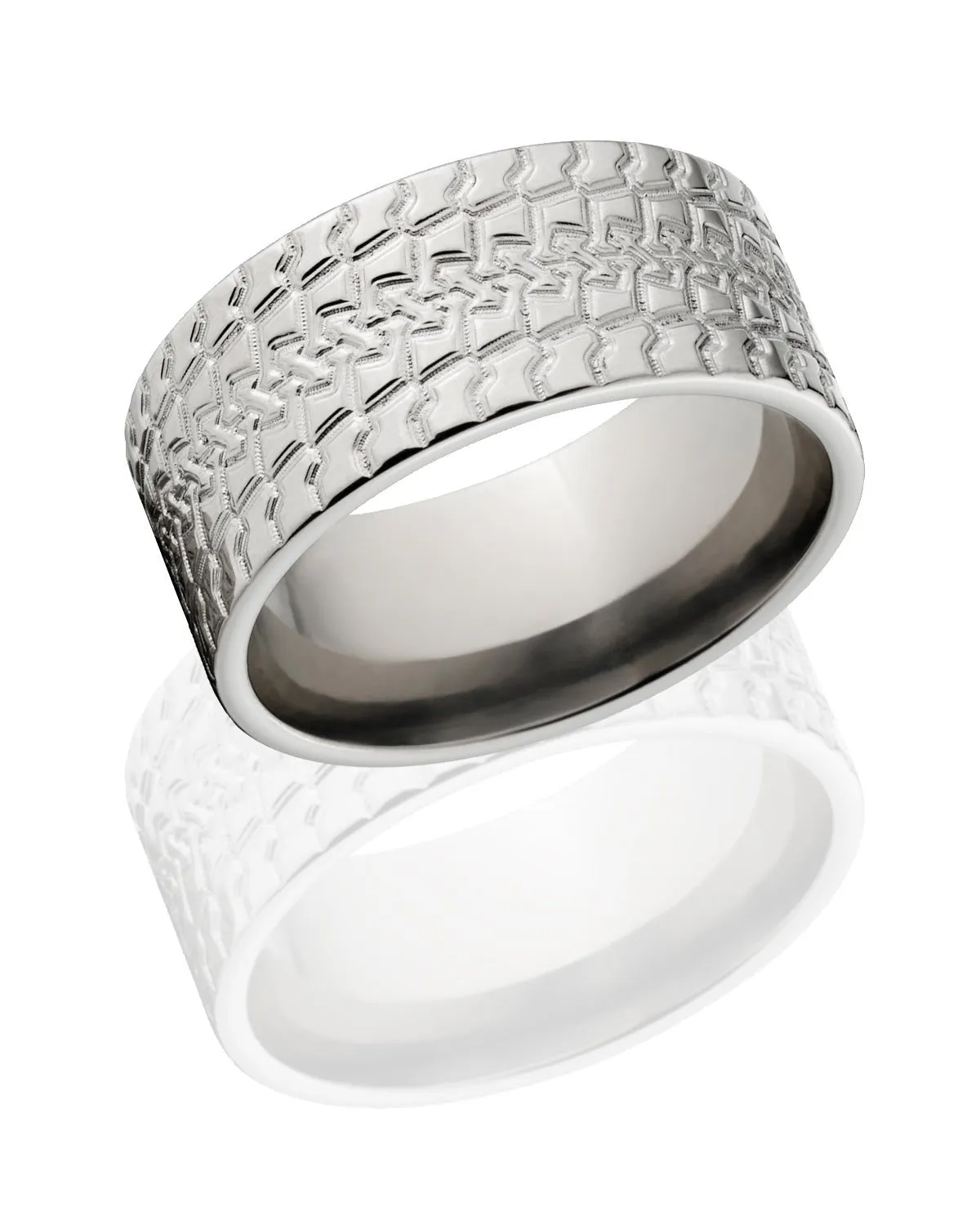 10mm Tire Tread Ring - Titanium Wedding Bands