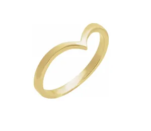 14k Gold Chevron V Shaped Yellow Gold Ring