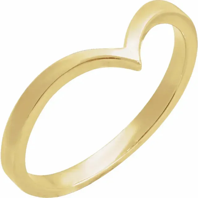 14k Gold Chevron V Shaped Yellow Gold Ring