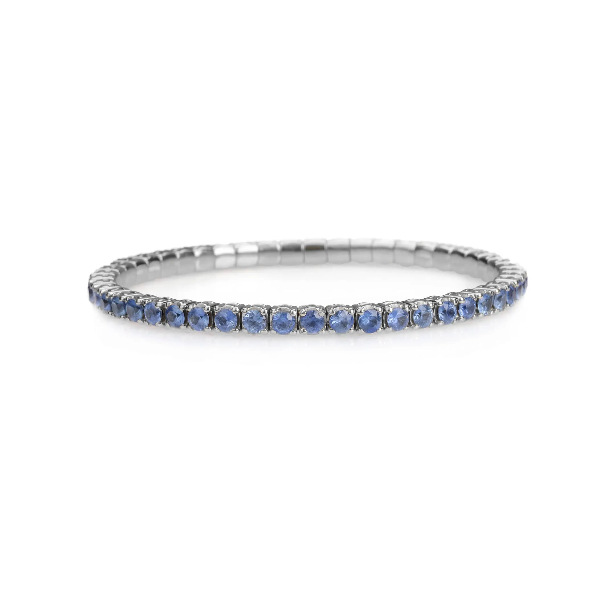 18K Gold Stretch & Stack Sky Blue Sapphire Tennis Bracelet, 8.55-18 Carats