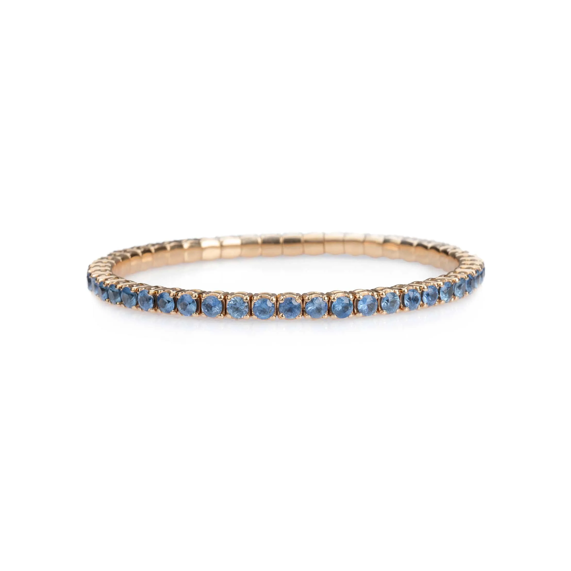 18K Gold Stretch & Stack Sky Blue Sapphire Tennis Bracelet, 8.55-18 Carats