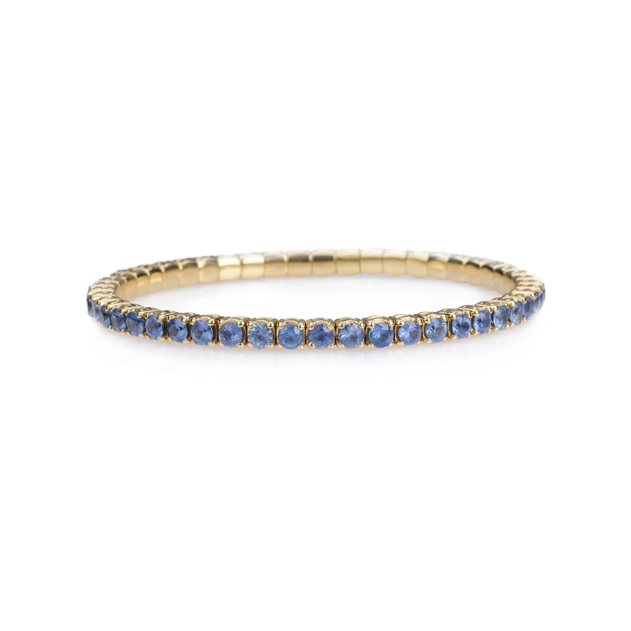 18K Gold Stretch & Stack Sky Blue Sapphire Tennis Bracelet, 8.55-18 Carats