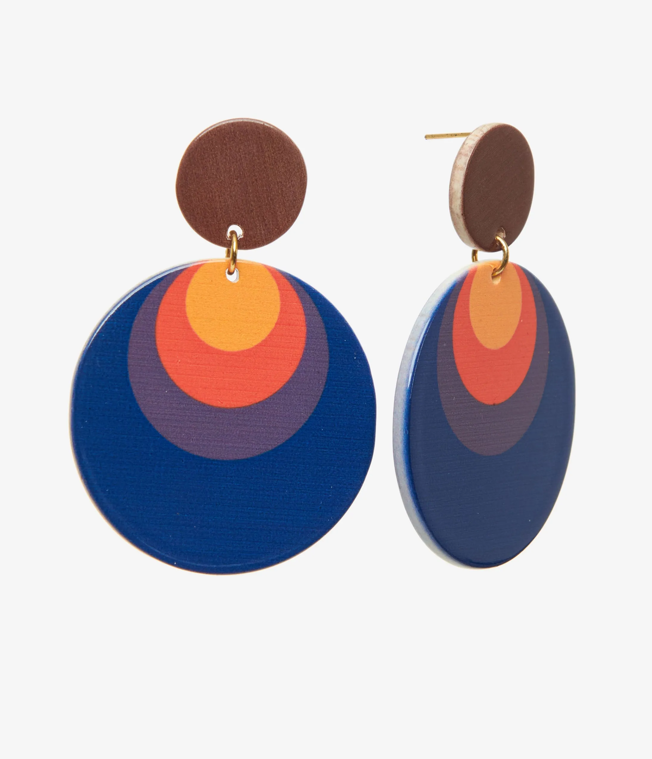 1970s Retro Circle Drop Earrings