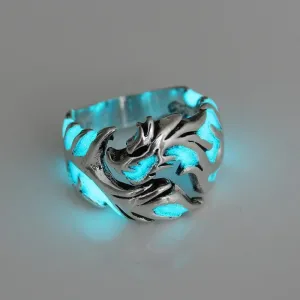 2024 Fashion Luminous Dragon Rings Gothic – Adjustable Stainless Steel Men’s Vintage Jewelry for Boys, Unique Halloween Anillos