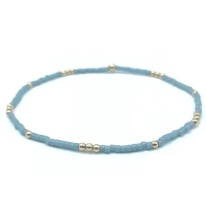 2mm Newport PALE TURQUOISE Blue   Gold Filled Waterproof Bracelet