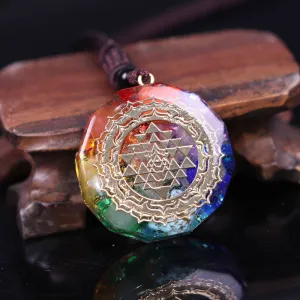 7 Chakra Energy Necklace Orgonite Pendant Sri Yantra Pendant Necklace Sacred Geometry Meditation Jewelry