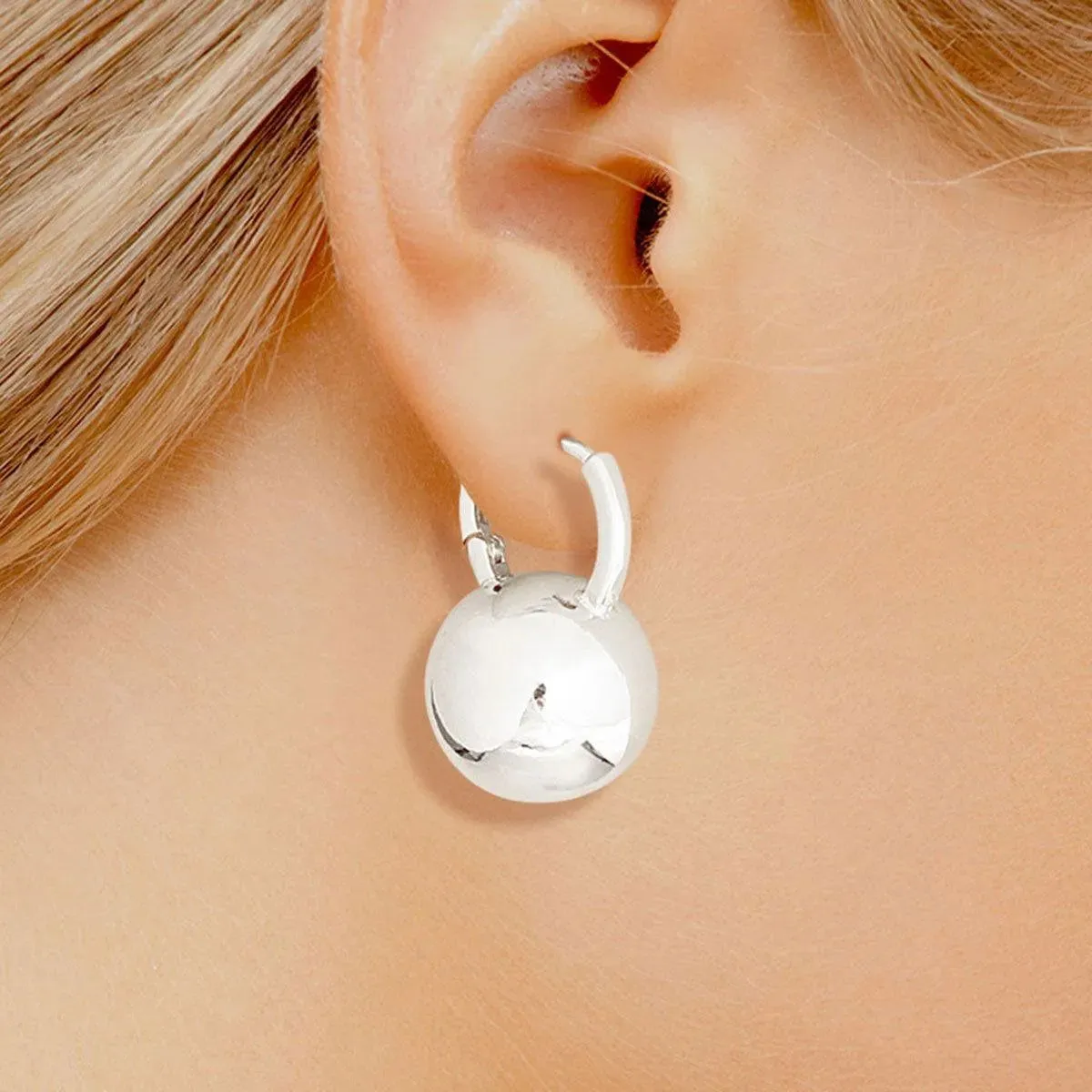 Accessorize in Style: Small White Gold Ball-Huggie-Hoop Earrings for All