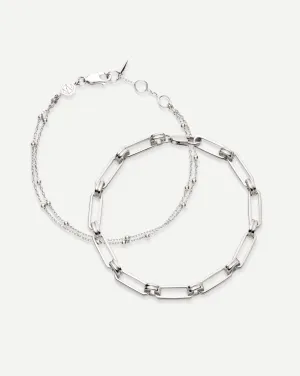 Aegis Double Chain Bracelet Set | Sterling Silver