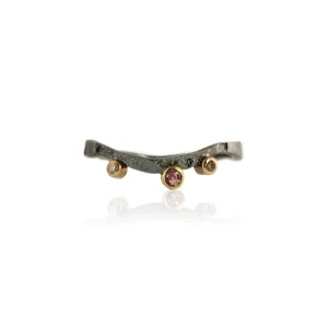 Alaria Nesting Band with Pink Sapphire and Champagne Diamonds