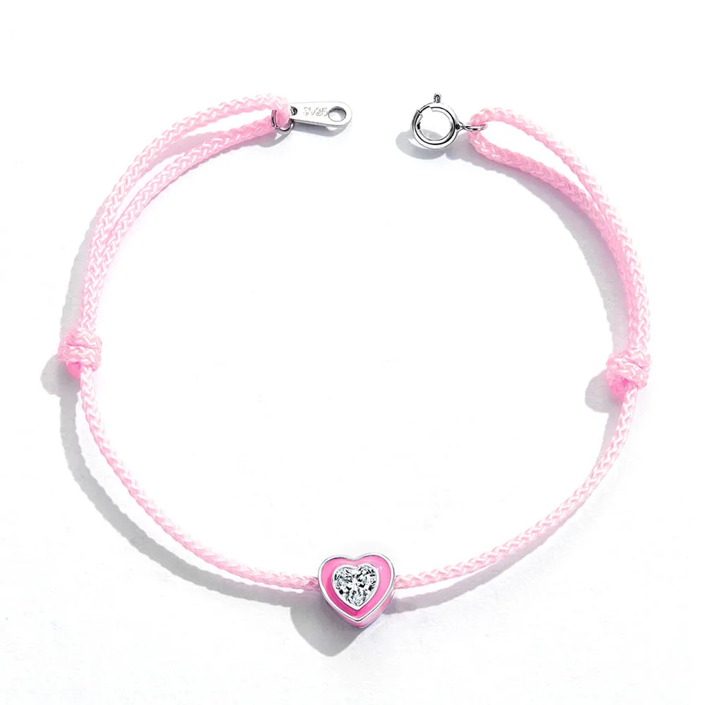 Angela Neon Pink & Beaded Charm Bracelet Set