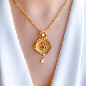 Antique Concave Plate Kundan Pendant Set