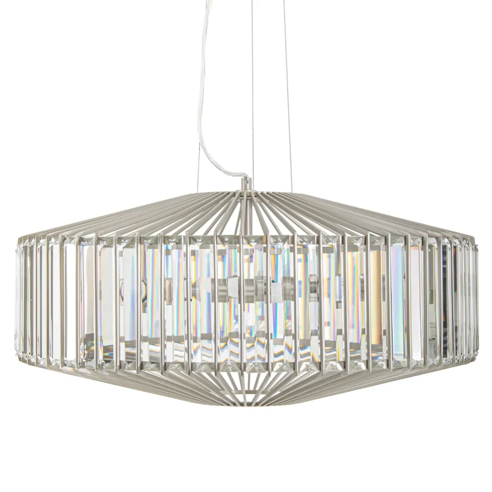 Aprica Crystal Centre Ceiling Light - Antique Brass/Satin Nickel Finish