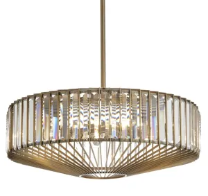 Aprica Crystal Centre Ceiling Light - Antique Brass/Satin Nickel Finish