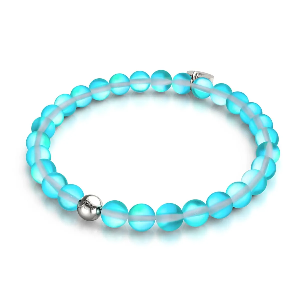 Aquamarine | Silver | Mermaid Glass Bead Bracelet