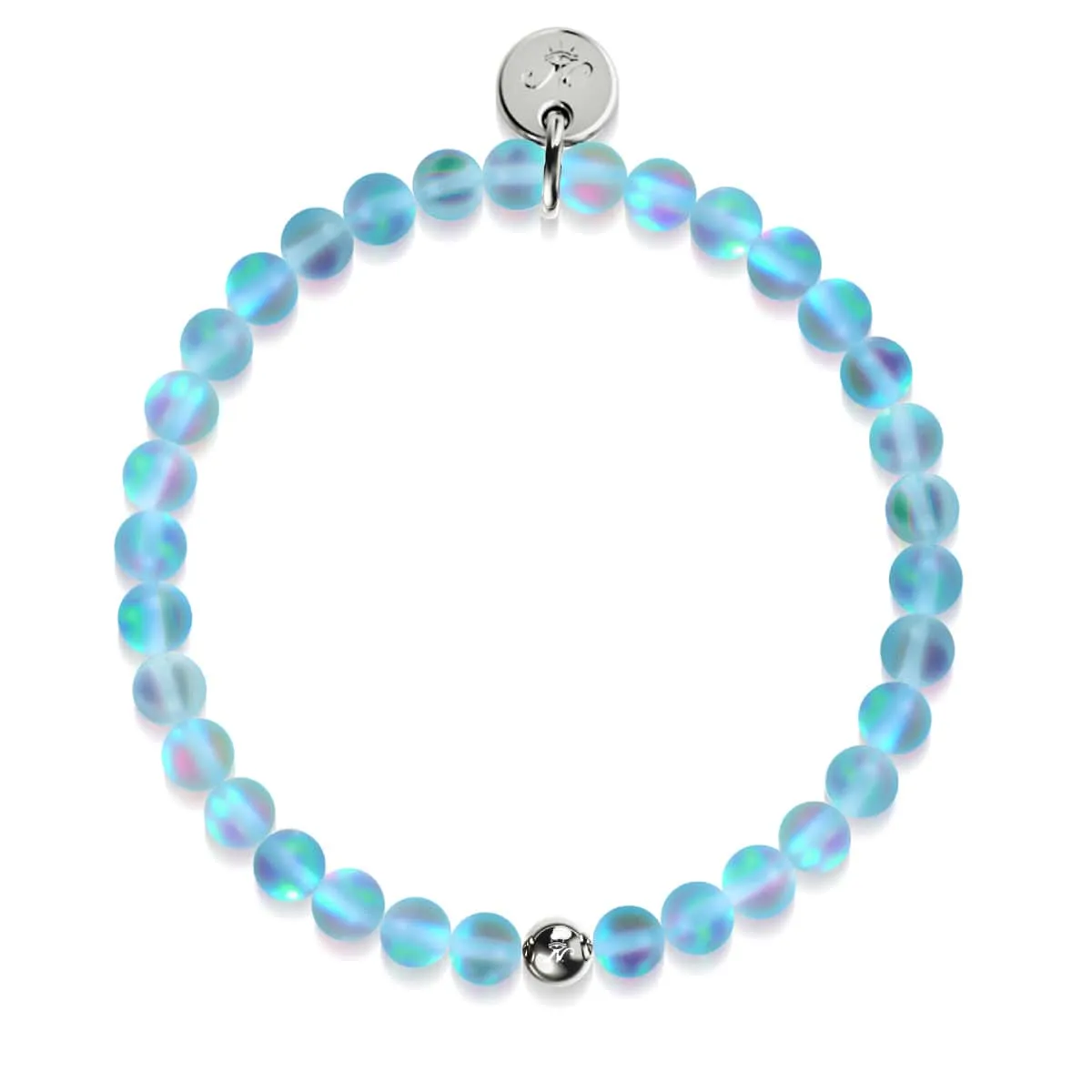 Aquamarine | Silver | Mermaid Glass Bead Bracelet