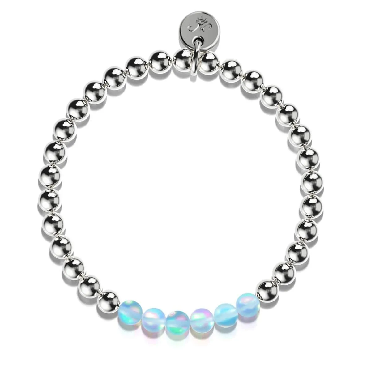 Aquamarine | Silver | Mermaid Glass Expression Bracelet