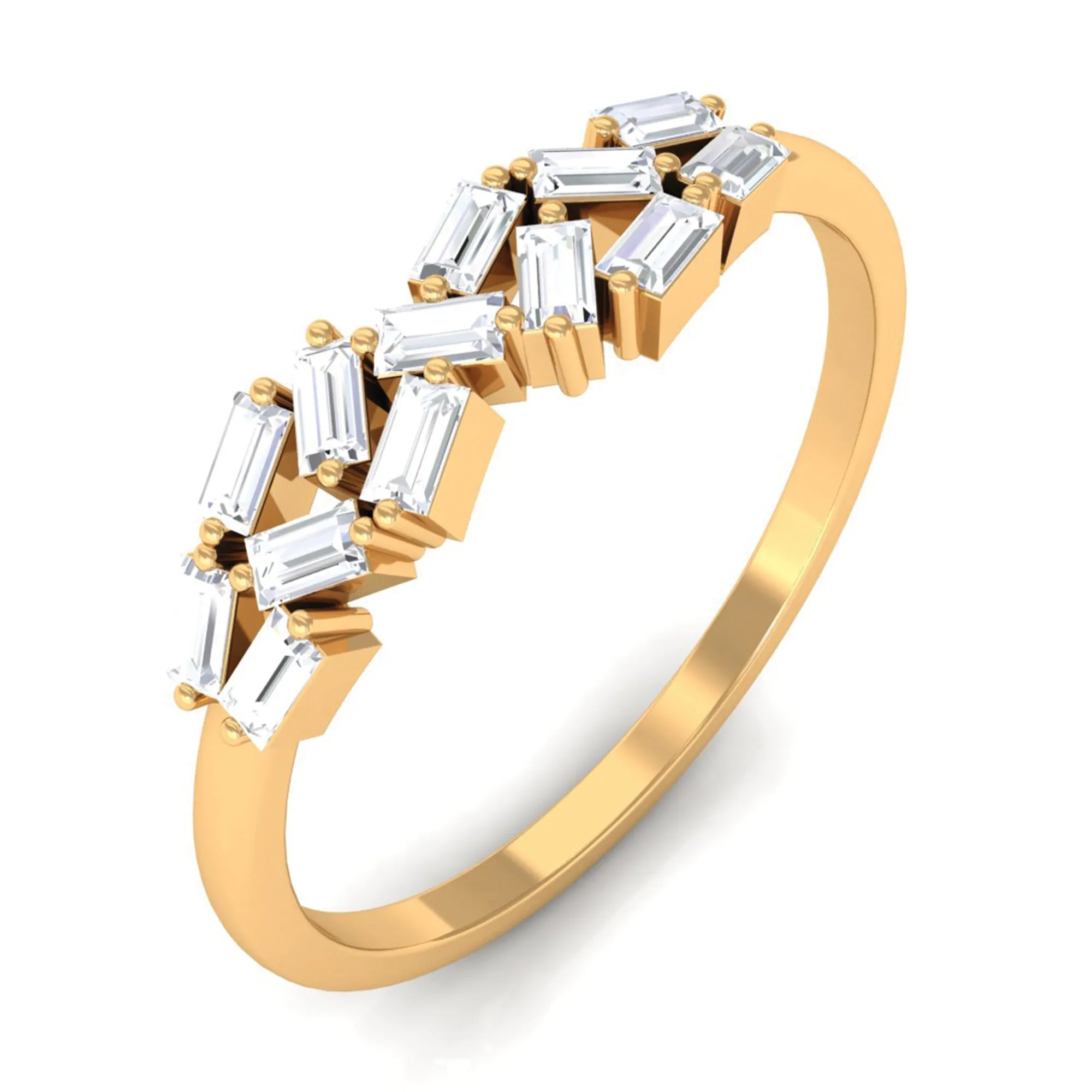 Baguette Cut Diamond Cluster Wedding Ring