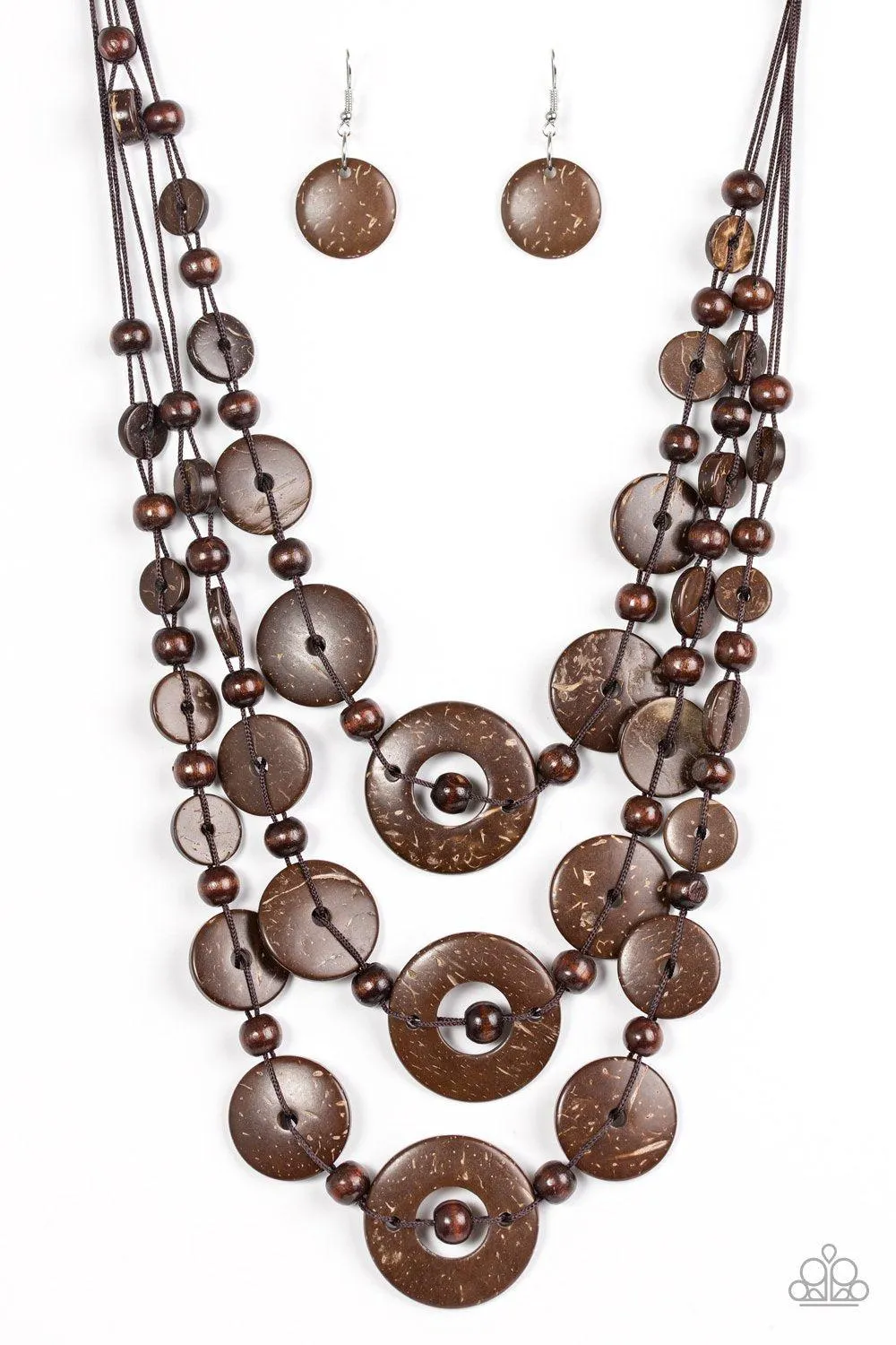 Bali Boardwalk Brown Wood Necklace - Paparazzi Accessories