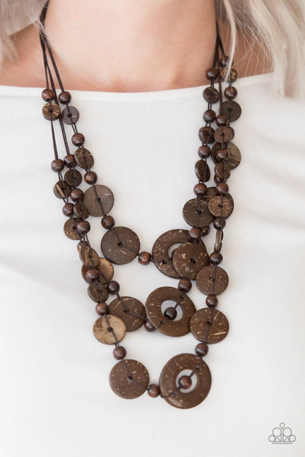 Bali Boardwalk Brown Wood Necklace - Paparazzi Accessories