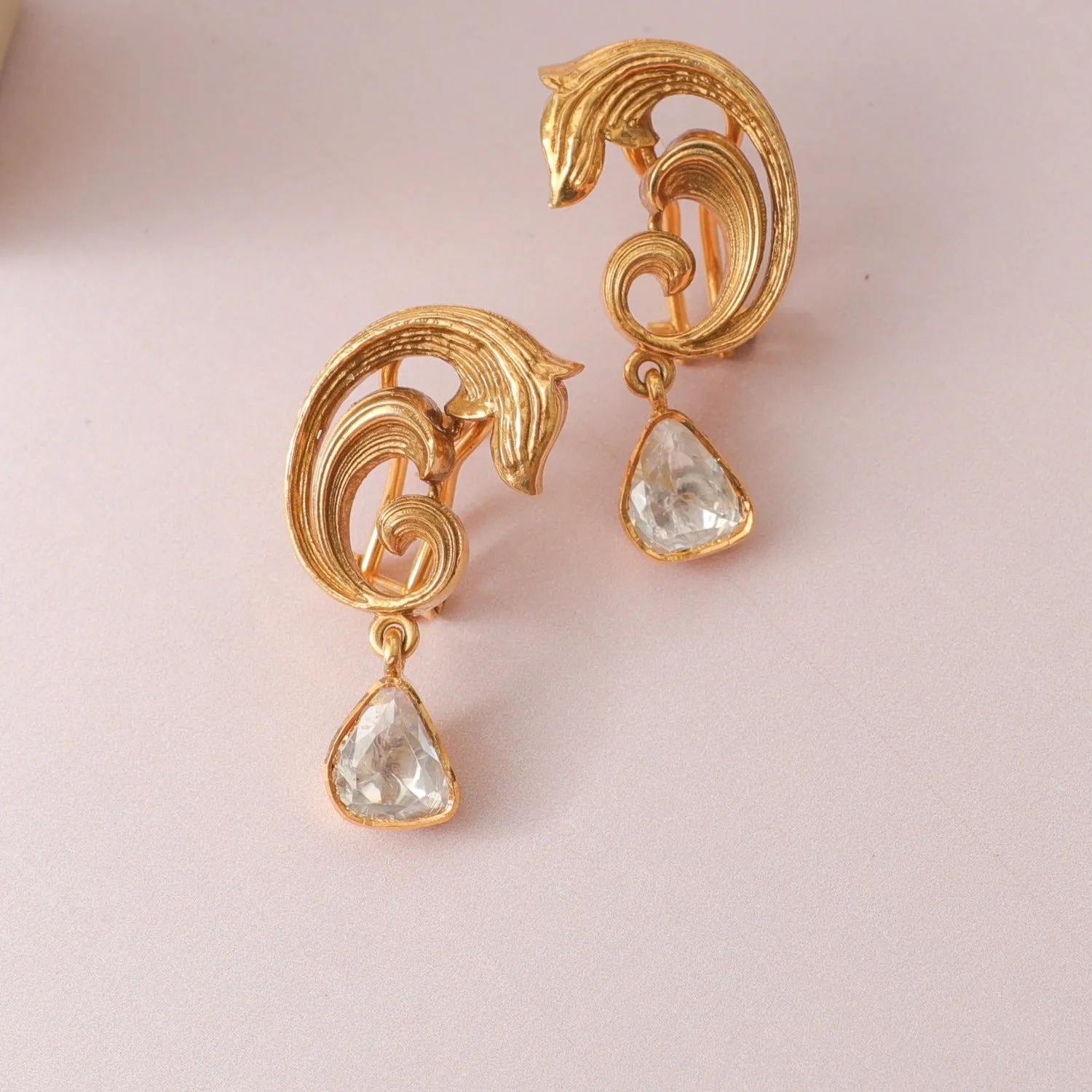 Baroque Moissanite Silver Statement Earrings