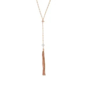 Before The Sunset Pearl Lariat- Rose Gold