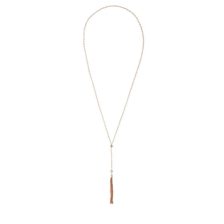 Before The Sunset Pearl Lariat- Rose Gold