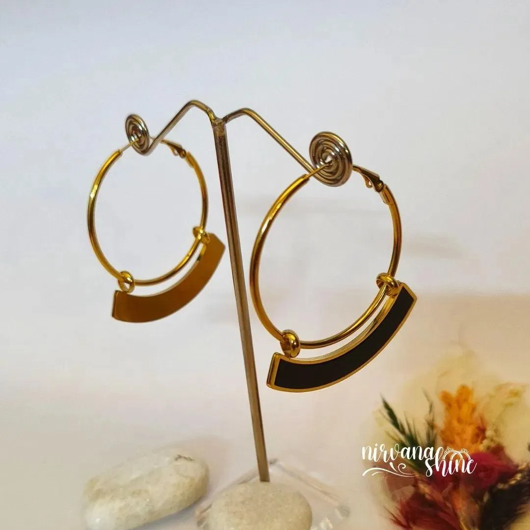 Black and Gold Hoop Earrings