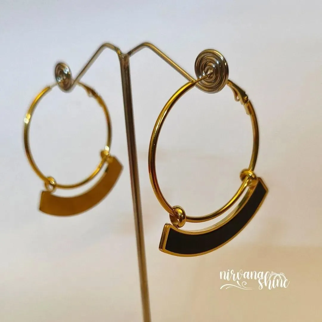 Black and Gold Hoop Earrings