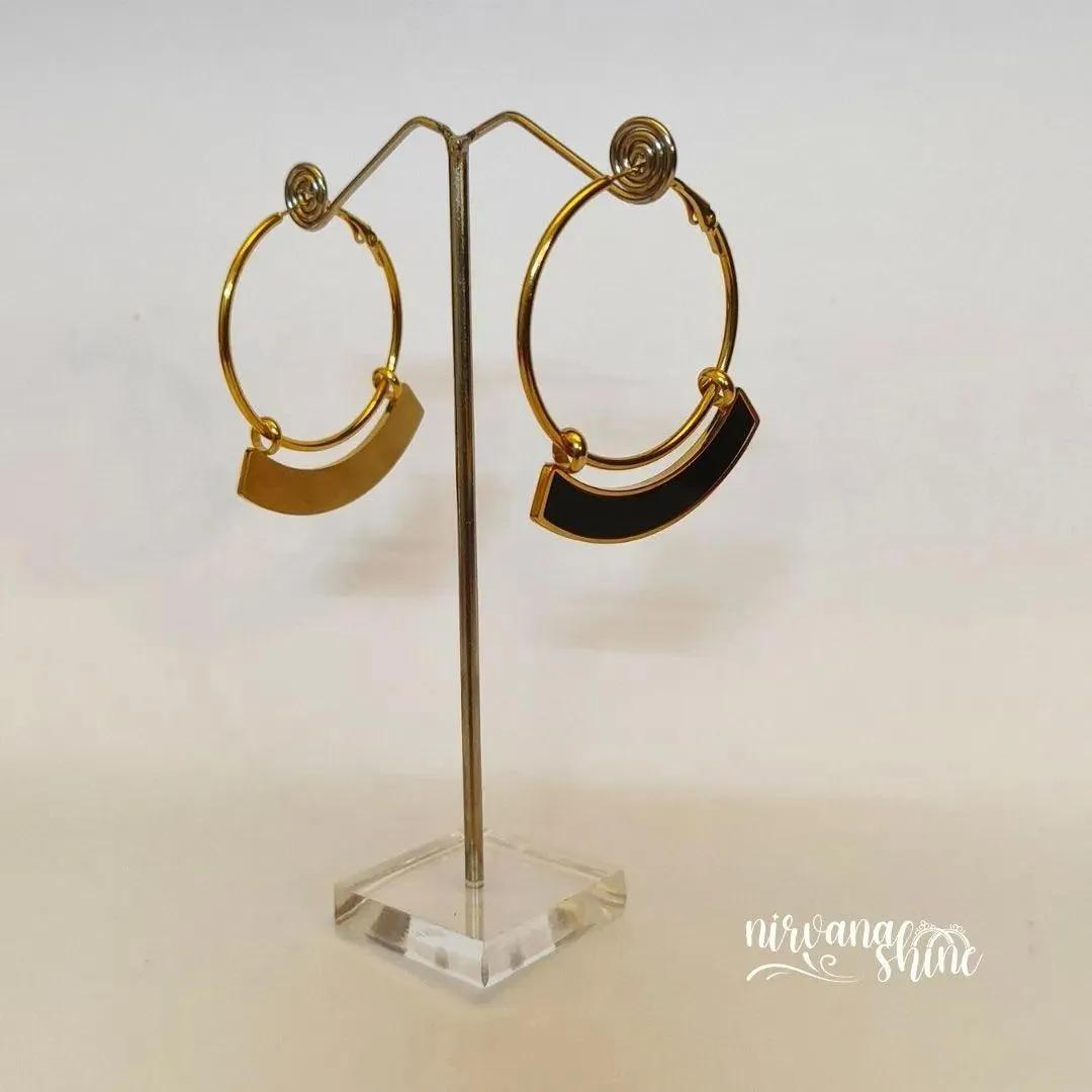 Black and Gold Hoop Earrings