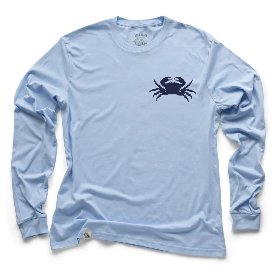 Blue Crab Long Sleeve Light Shirt (w/ Free Necklace)