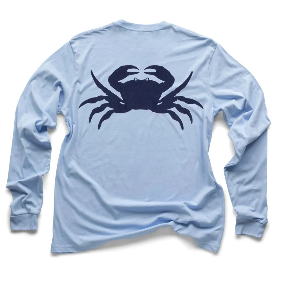 Blue Crab Long Sleeve Light Shirt (w/ Free Necklace)