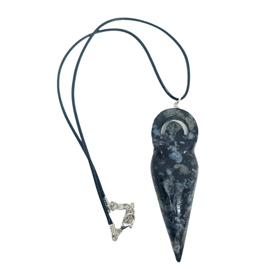 Blue Que Sera Fertility Goddess Pendant Necklace