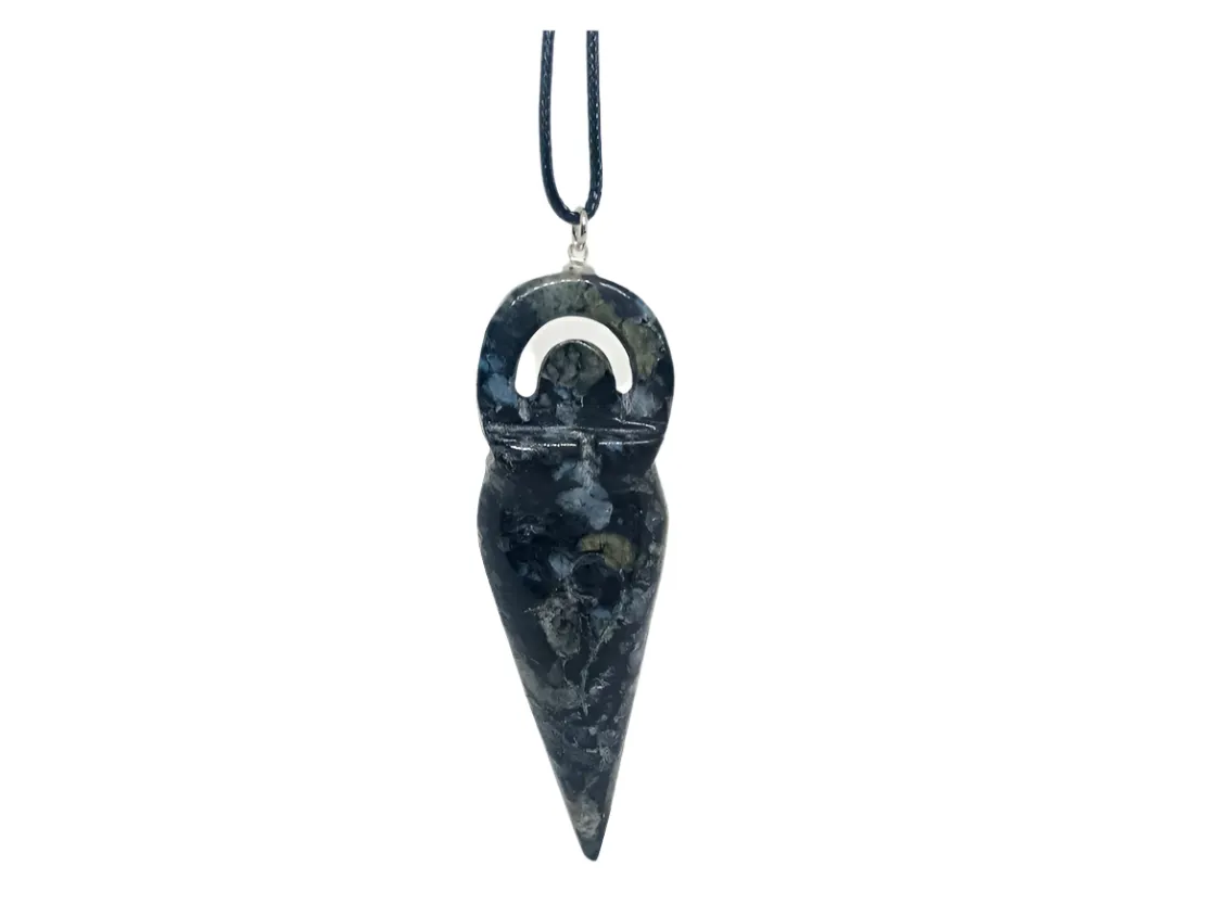 Blue Que Sera Fertility Goddess Pendant Necklace