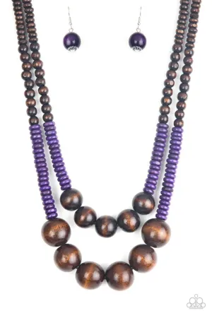 Cancun Cast Away Purple Wood Necklace - Paparazzi Accessories