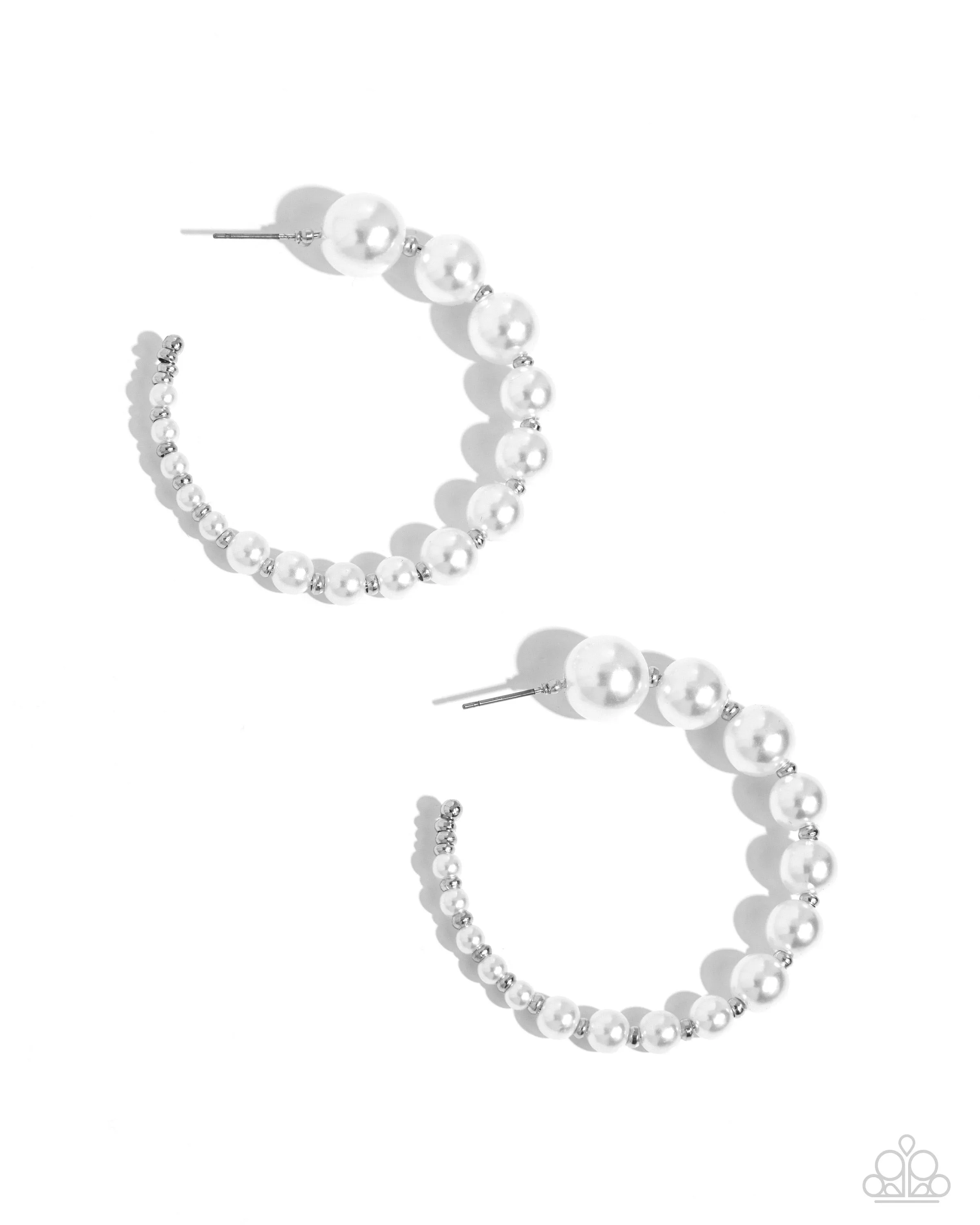 Candidate Class White Pearl Hoop Earrings - Paparazzi Accessories