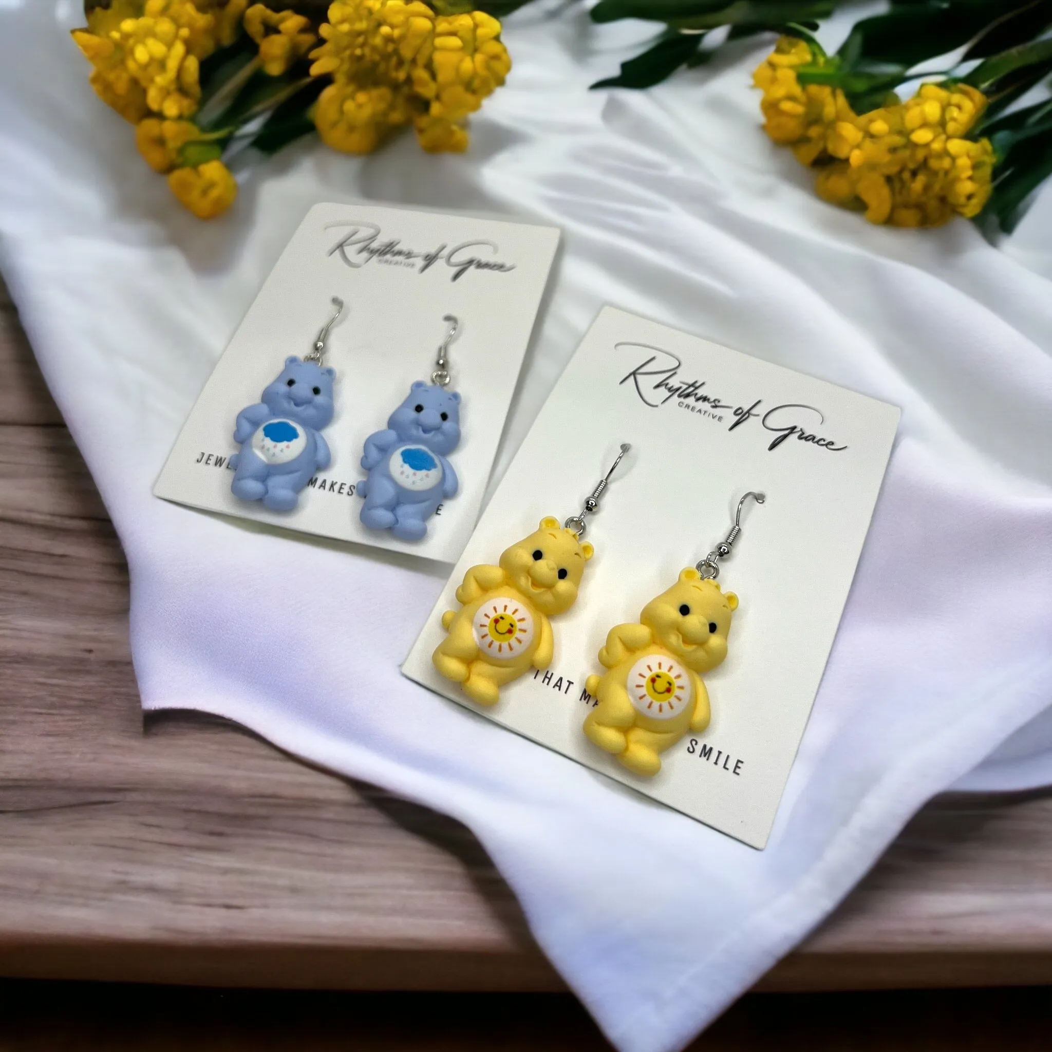 Care Bear Earrings - 80’s Retro, Care Bear Earrings, Care Bear Costume, Cartoon Character, Carebear Earrings, Handmade Earrings