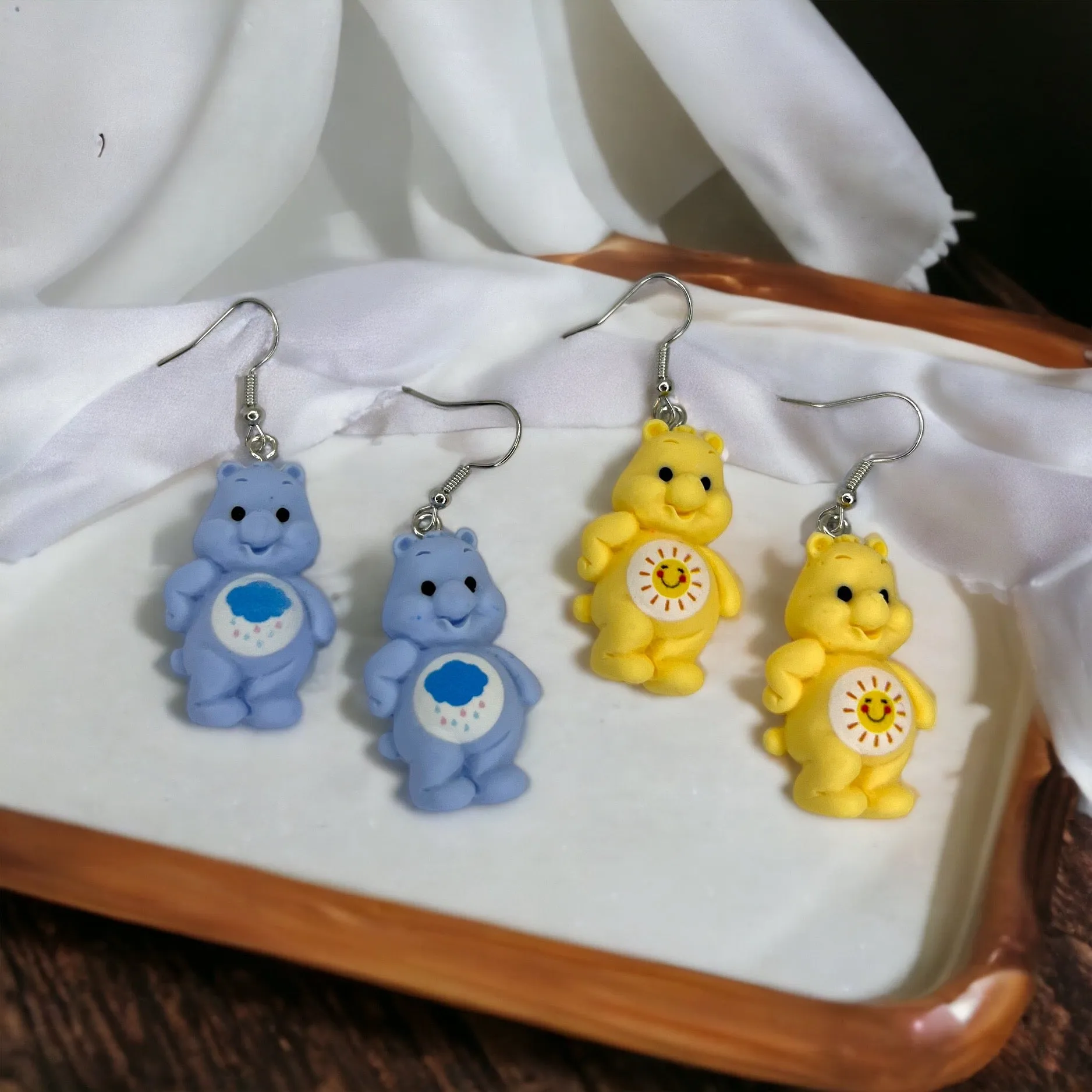 Care Bear Earrings - 80’s Retro, Care Bear Earrings, Care Bear Costume, Cartoon Character, Carebear Earrings, Handmade Earrings