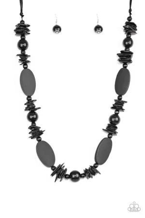 Carefree Cococay Black Wood Necklace - Paparazzi Accessories