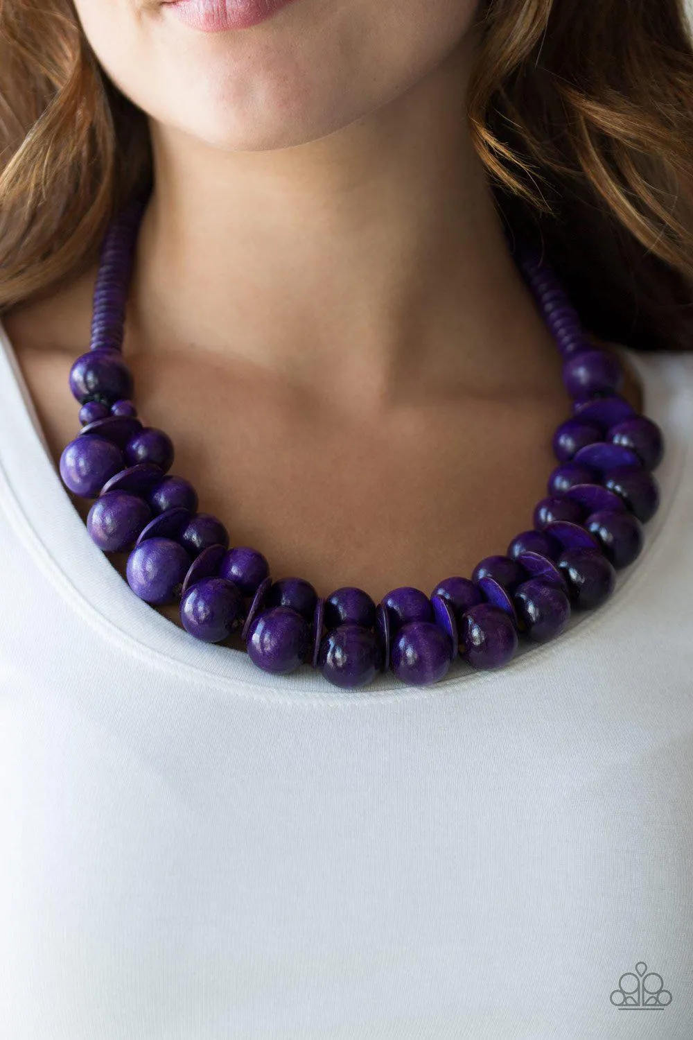 Caribbean Cover Girl Purple Wood Necklace - Paparazzi Accessories