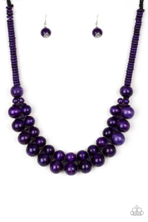 Caribbean Cover Girl Purple Wood Necklace - Paparazzi Accessories