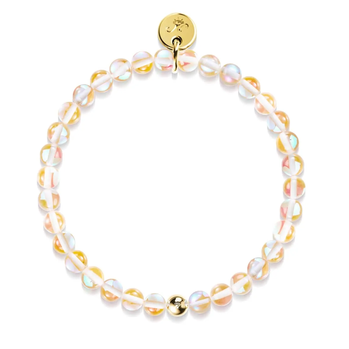 Champagne Supernova | .925 Sterling Gold Vermeil | Galaxy Glass Bead Bracelet