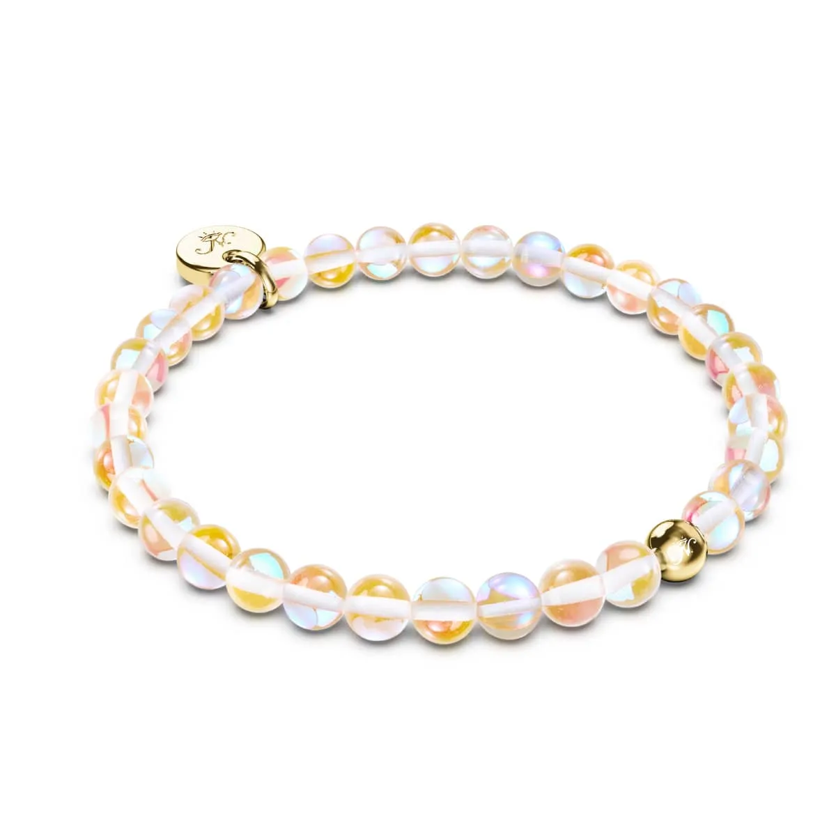 Champagne Supernova | .925 Sterling Gold Vermeil | Galaxy Glass Bead Bracelet