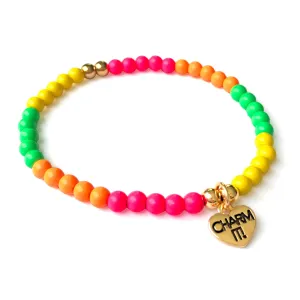 Charm It! 4mm Gold Neon Stretch Bead Bracelet