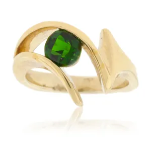 Chrome Diopside Solitaire Ring