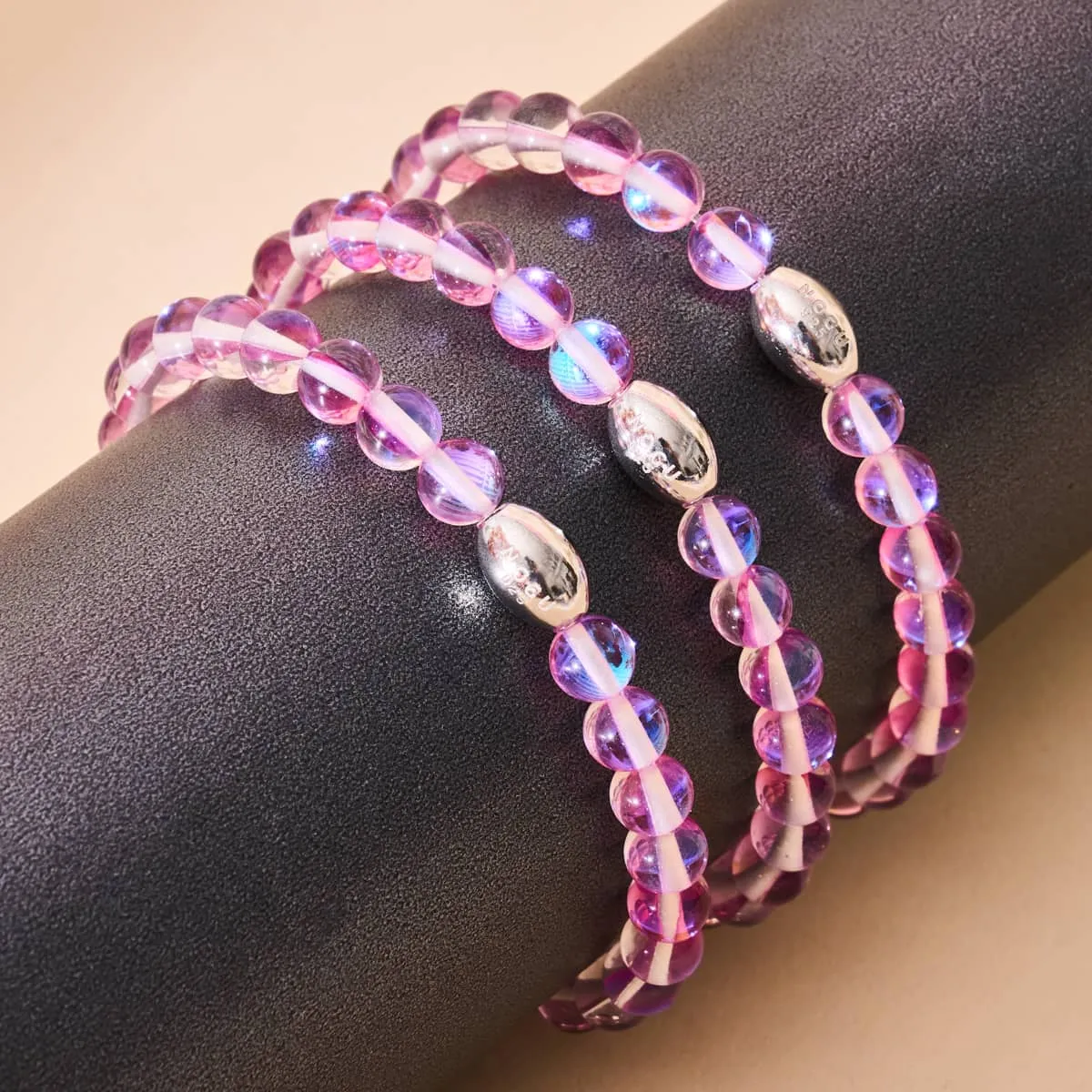 Cosmic Purple Crystal | .925 Sterling Silver | Galaxy Glass Bead Bracelet