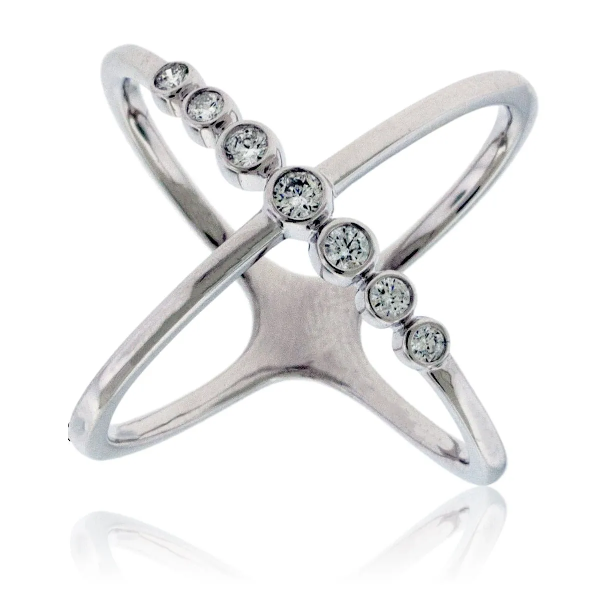 Criss-Cross Diamond Bubble Fashion Ring