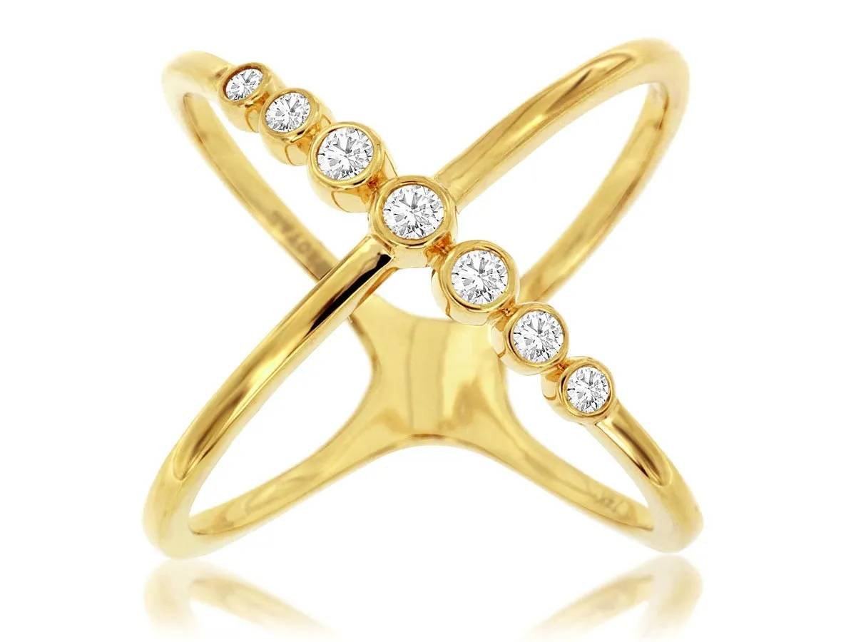 Criss-Cross Diamond Bubble Fashion Ring