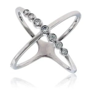 Criss-Cross Diamond Bubble Fashion Ring