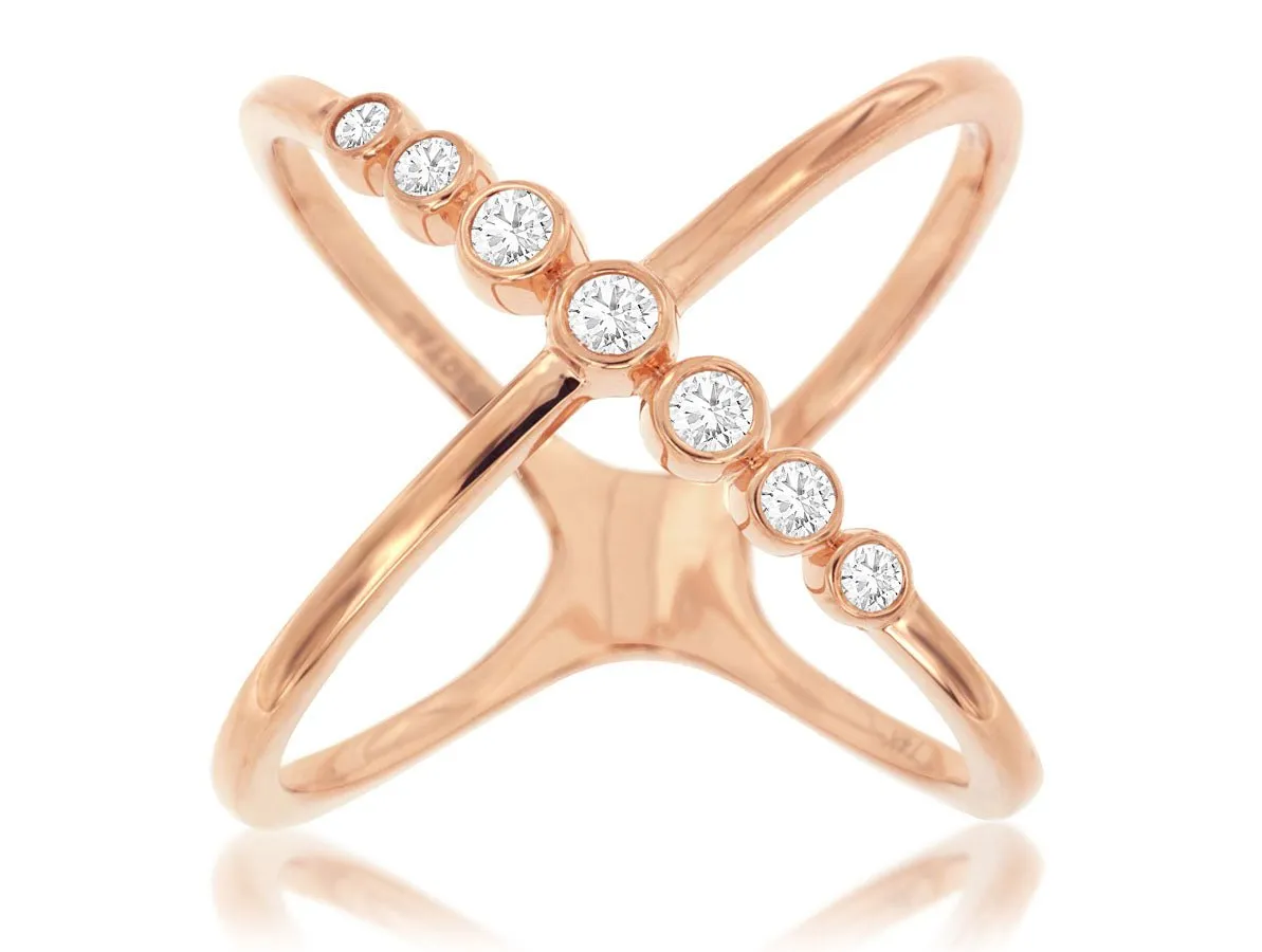 Criss-Cross Diamond Bubble Fashion Ring